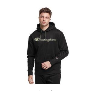 NWOT Men’s Champion Camo Script Black Hoodie